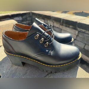 Dr. Martens Black Leona Lug Platform Oxford Shoes | Chunky Sole